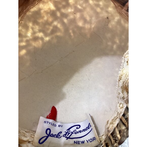 Vintage Jack McConnell Feather Hat W/Rhinestone Accents*Cream Feathers*Halloween - Picture 8 of 10